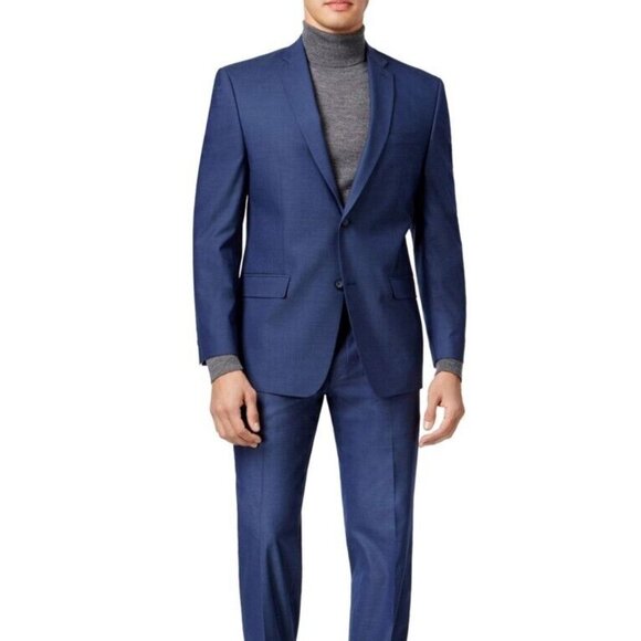 Andrew Marc Mens Slim Fit 40 Short Blue Two Button Suit Jacket NWT AY41 - Picture 1 of 4